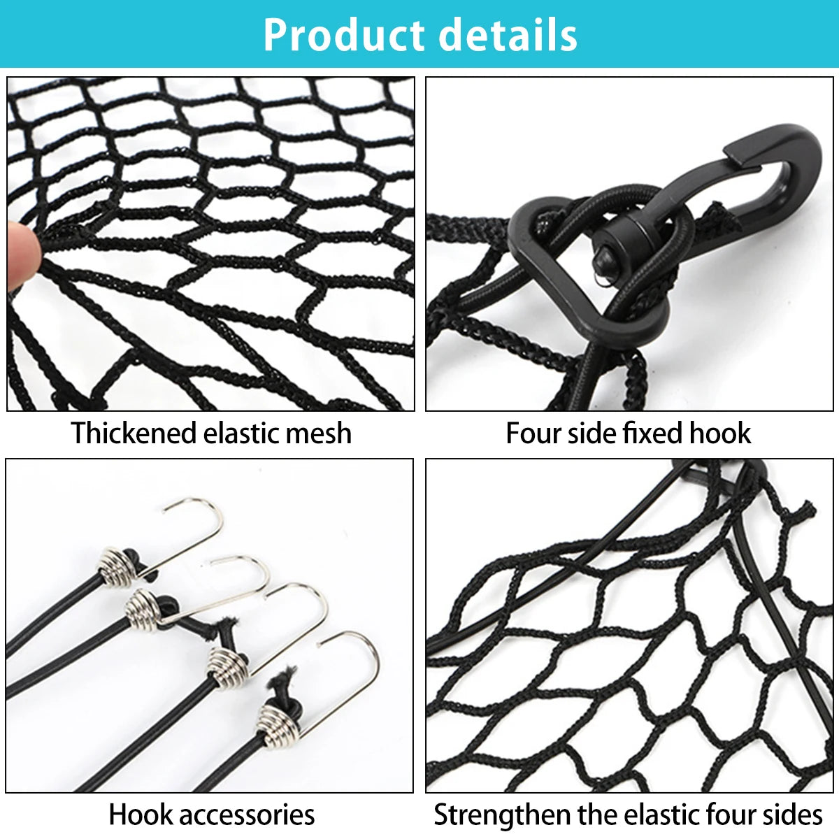 Foldable Dog Car Safety Barrier Net — Universal Fit with Hooks