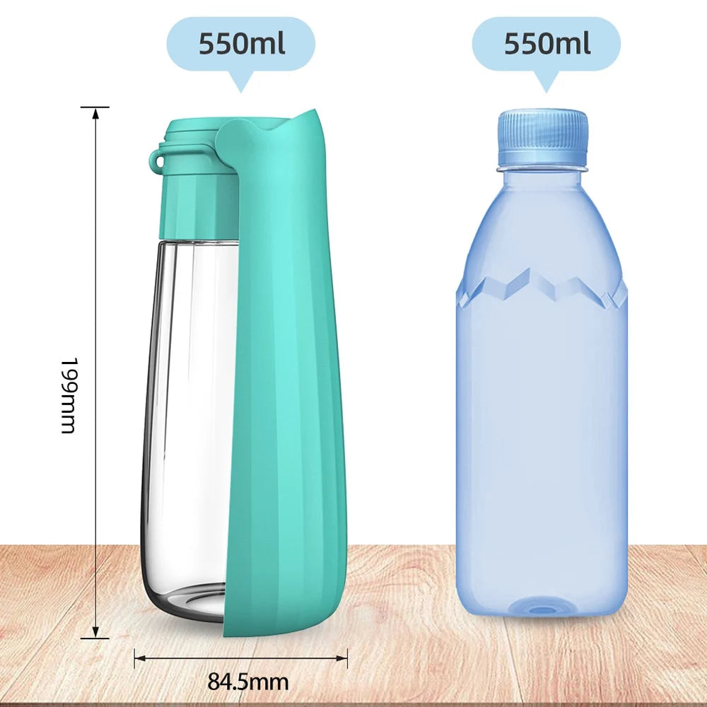 Outdoor Portable Dog Water Bottle with Drinking Bowl — Leak-Proof, 3 Sizes