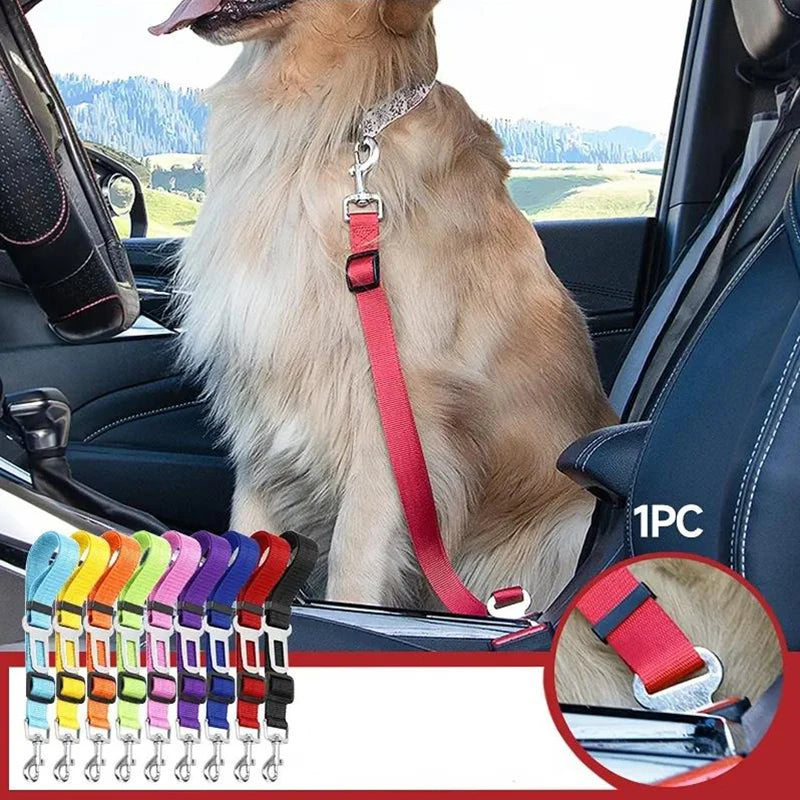 Premium Dog & Cat Car Safety Belt — Reflective Adjustable Traction Collar