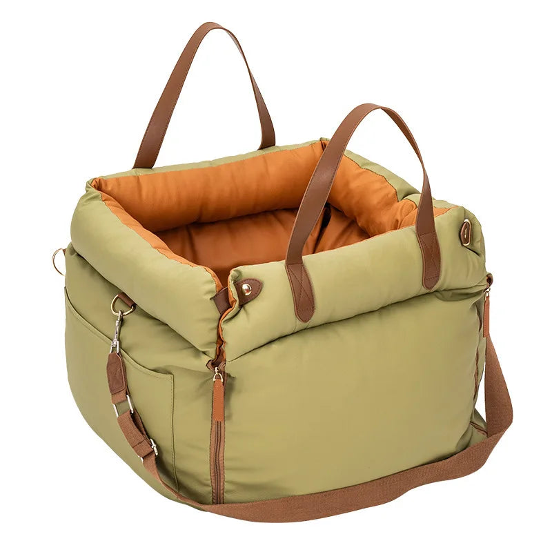 Dog Car Seat with Safety Belt — Non-Slip Washable Travel Carrier, All Sizes