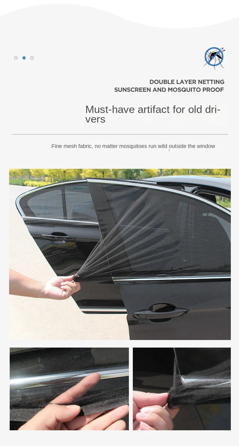 Car Rear Window Sunshade 2-Pack — UV Mesh Privacy Curtain, 6 Colors