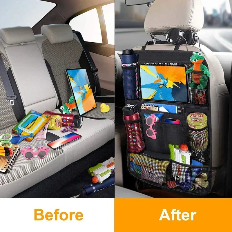 Dog Car Backseat Organizer — Multi-Pocket Storage Bag, Headrest Mount