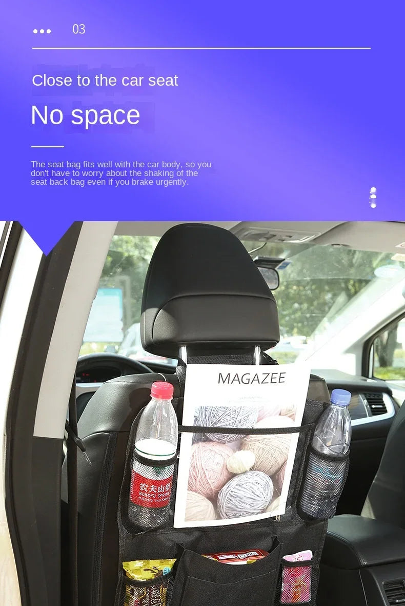Dog Car Backseat Organizer — Multi-Pocket Storage Bag, Headrest Mount