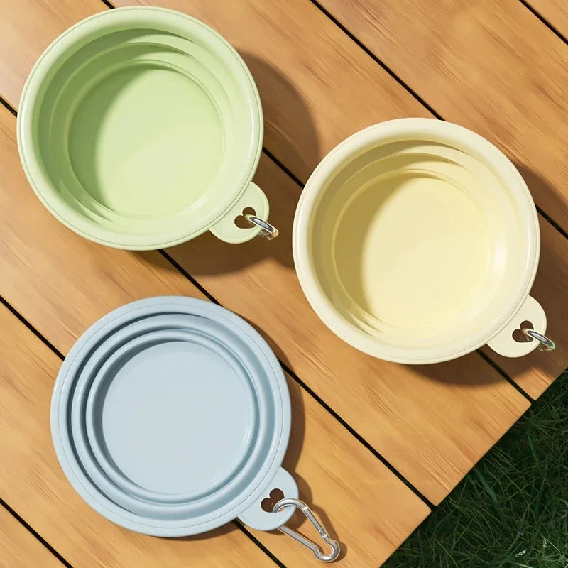 Foldable Dog Travel Bowl — Collapsible Silicone 350ml/1000ml, Multiple Colors