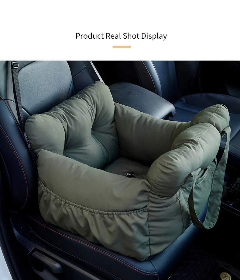 Dog Car Seat with Safety Belt — Non-Slip Washable Travel Carrier, All Sizes