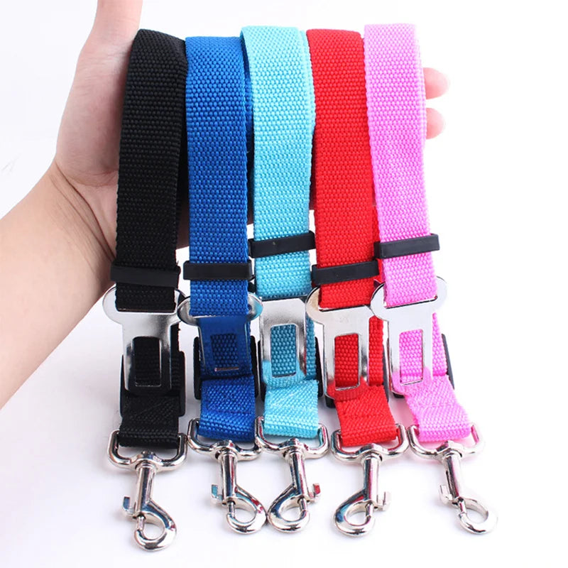 Universal Dog & Cat Car Safety Buckle Clip — Adjustable Nylon, 9 Sizes