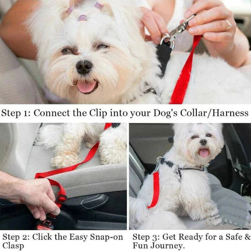 Nylon Dog Seat Belt Harness with Bungee Buffer — Reflective, Multiple Sizes