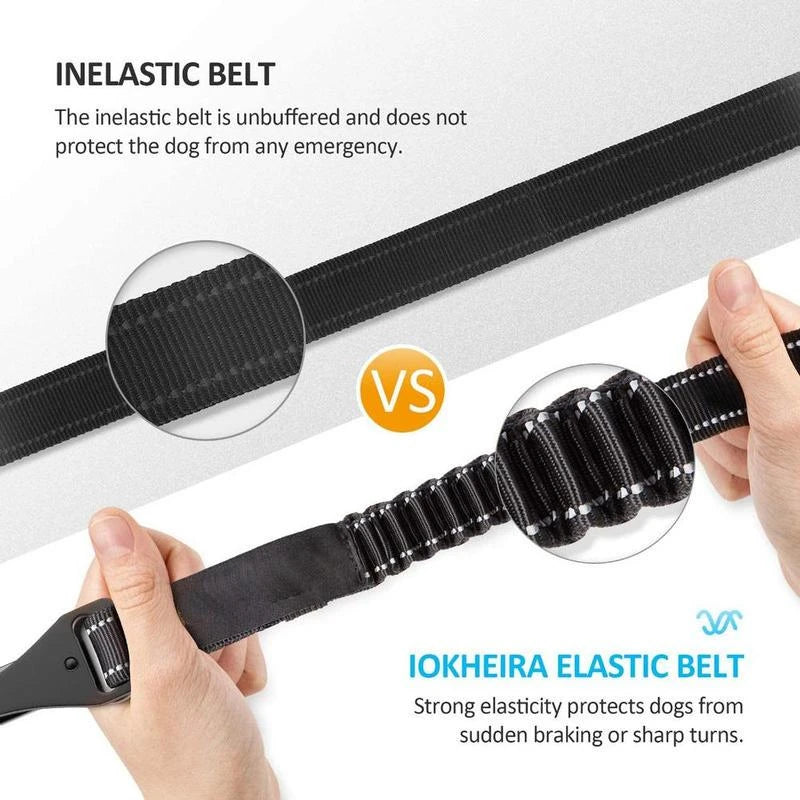 Heavy-Duty Reflective Dog Car Safety Leash — Adjustable Nylon Harness Belt