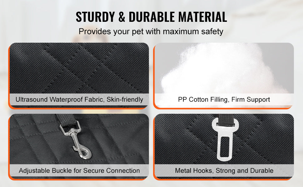 Waterproof Dog Car Booster Seat — Safety Leash Included, PP Cotton, All Sizes